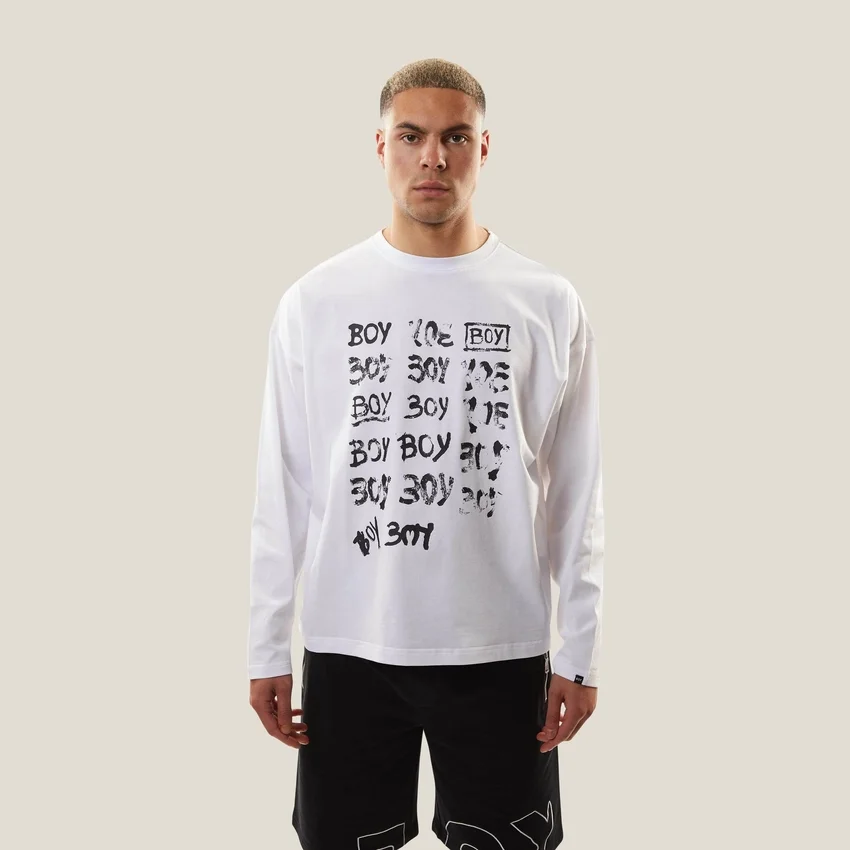 Boy Repeat Long Sleeve Graphic Top