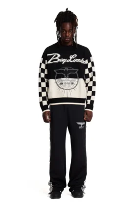 Chequered Sleeve Knit