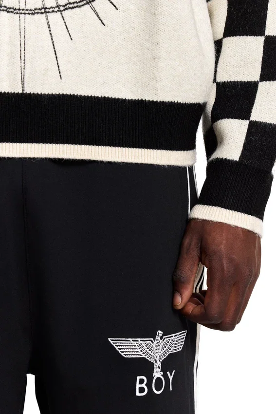 Chequered Sleeve Knit