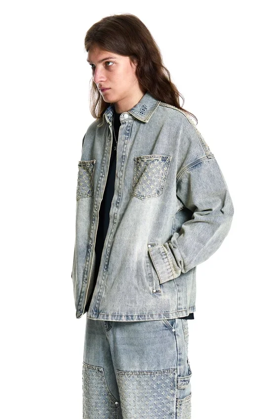 Laser Distressed Denim Jacket
