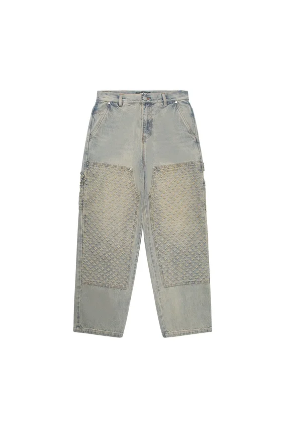 Laser Distressed Denim Trousers