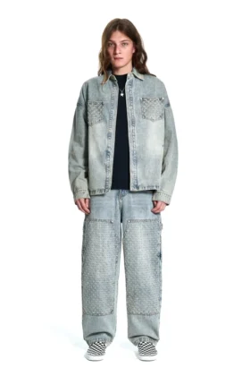 Laser Distressed Denim Trousers