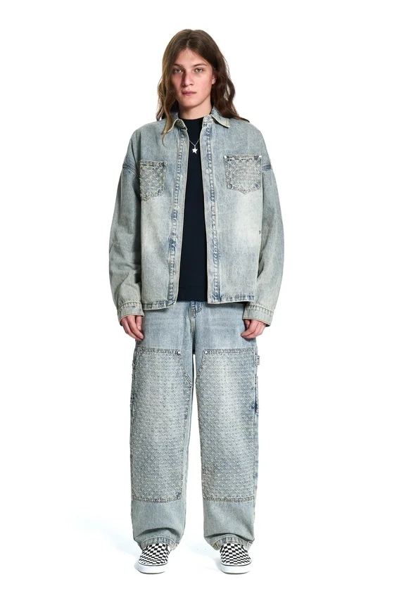 Laser Distressed Denim Trousers