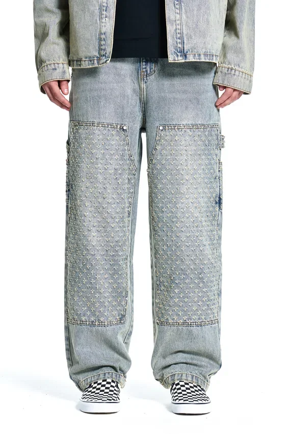 Laser Distressed Denim Trousers
