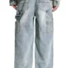 Laser Distressed Denim Trousers