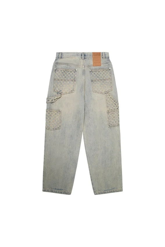 Laser Distressed Denim Trousers