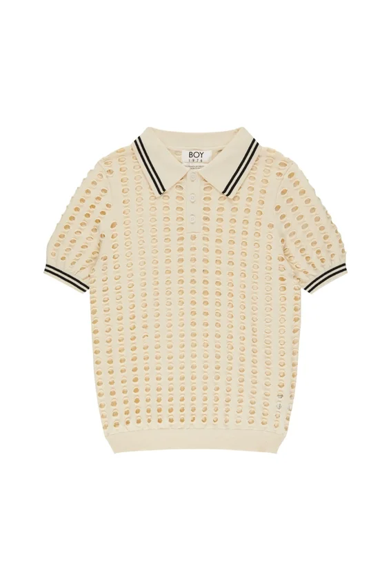 Open Mesh Knitted Polo T-Shirt
