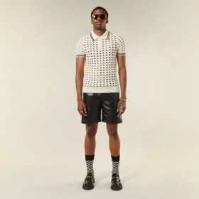Open Mesh Knitted Polo T-Shirt